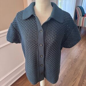 Haven well within ORGANIC‎ COTTON KNOT STITCH cardigan  size medium short sleeve